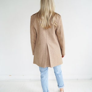 Perfect Vintage Beige Double Breasted Wool Coat / Fall Jacket / 70s / Size Small / Medium image 6