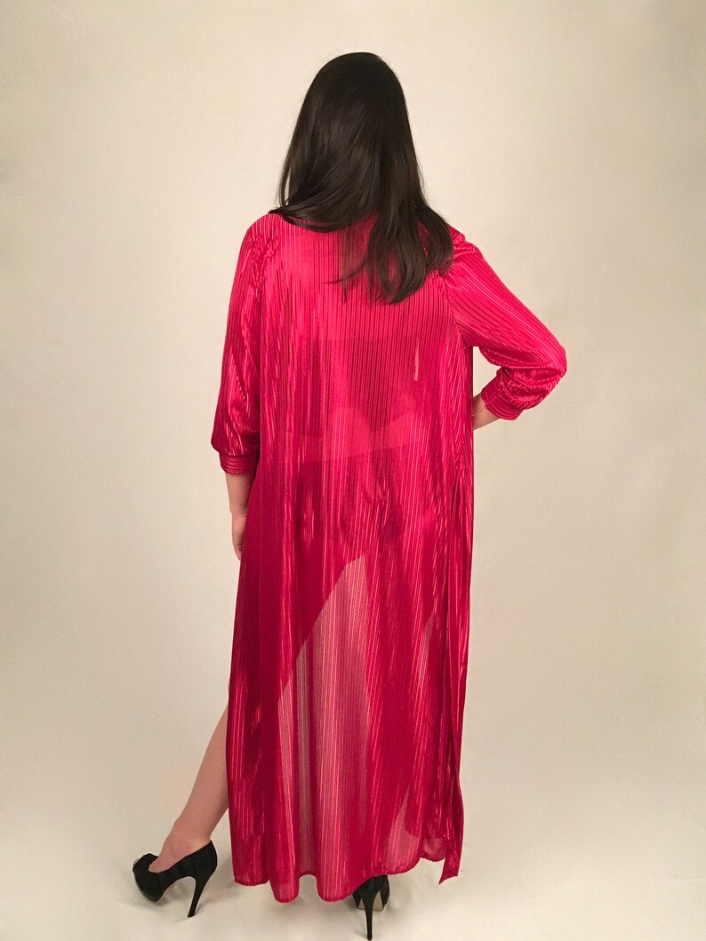 Vintage Red Dressing Gown // Sheer Red Robe // Red Negligee // Nightgown // Lingerie // Size Small image 7