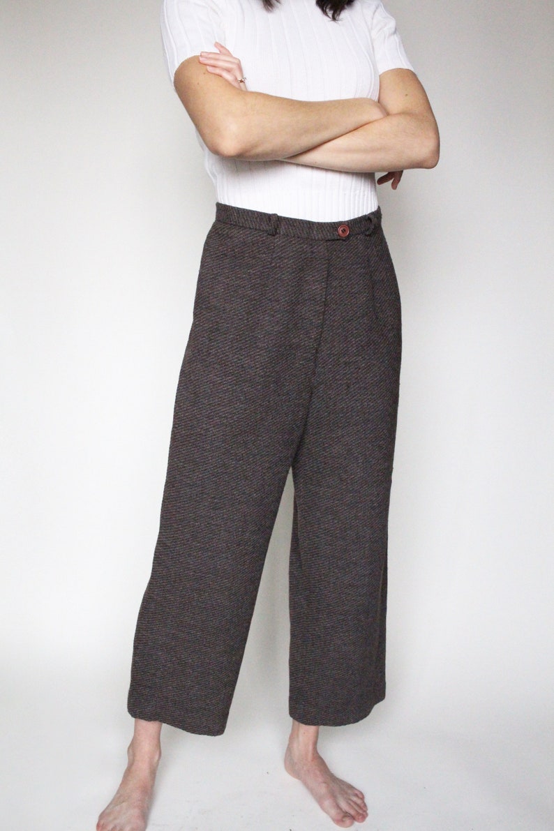 Brown Vintage Pants / Loose Fitting / Cropped / Comfy / Trousers / Slacks / Size Small/ Medium image 2