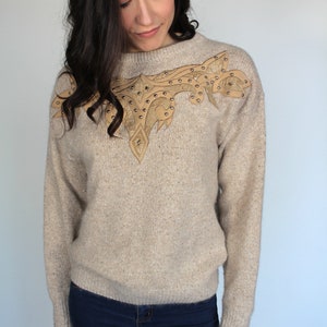 Funky Seide und Angora Vintage Pullover // Boho Hippie Pullover // Grommeted // Funky Pullover // Silber Details // Größe Klein Bild 3