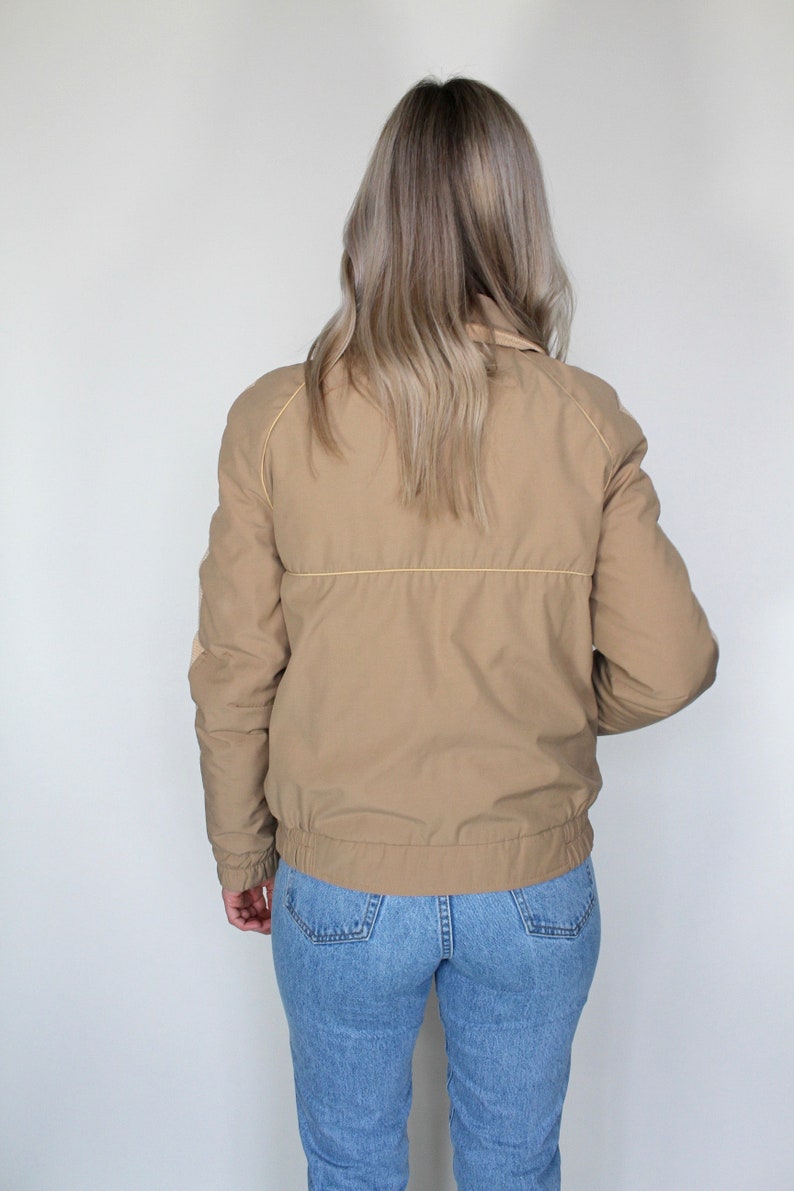 Crop Corduroy Tan Puffer Jacket // Spring Coat // Puff Coat // Beige Coat // Short Jacket // Retro Coat // Cool Jacket // Size Small image 8