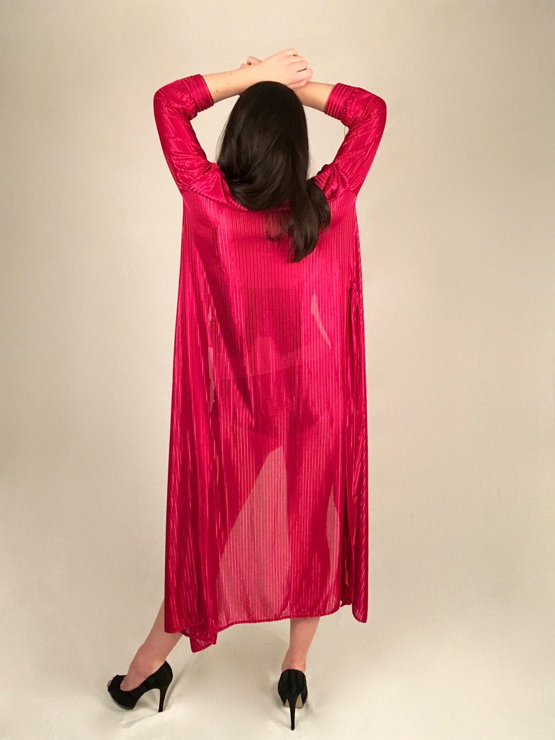 Vintage Red Dressing Gown // Sheer Red Robe // Red Negligee ...