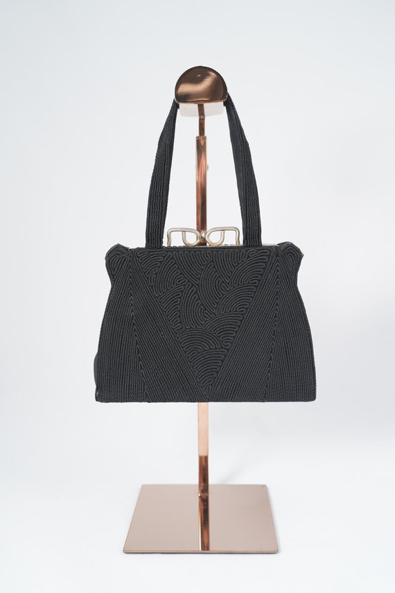 Small Corded Swirl Design Vintage Handbag - image 2