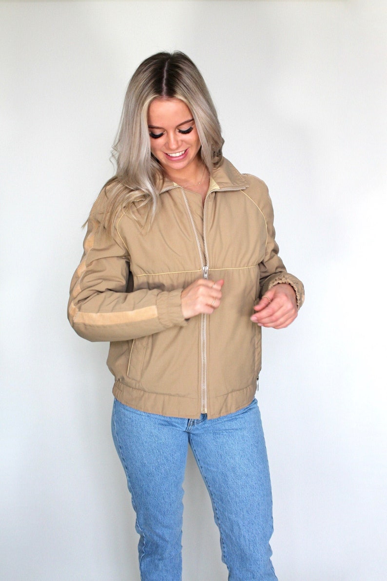 Crop Corduroy Tan Puffer Jacket // Spring Coat // Puff Coat // Beige Coat // Short Jacket // Retro Coat // Cool Jacket // Taille Small image 1