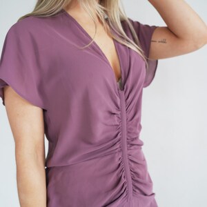 Mauve Vintage Ruched Slip Dress // Purple Negligee // Small image 6