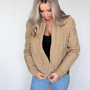 Crop Corduroy Tan Puffer Jacket // Spring Coat // Puff Coat // Beige Coat // Short Jacket // Retro Coat // Cool Jacket // Size Small image 6