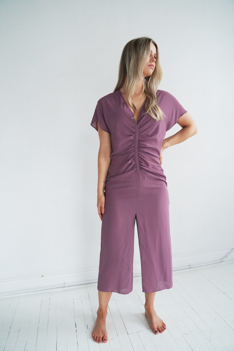 Mauve Vintage Ruched Slip Dress // Purple Negligee // Small image 3