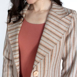 70s Striped Blazer // Vintage Blazer // Wide Lapel // Beige Blazer // Earth Tones // Hippie // Boho // Size Small // XS image 5