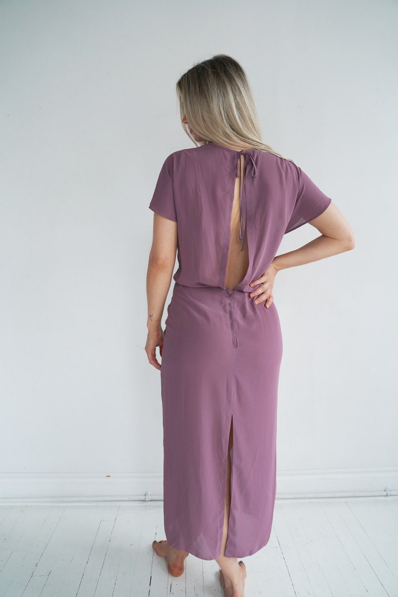 Mauve Vintage Ruched Slip Dress // Purple Negligee // Small image 9