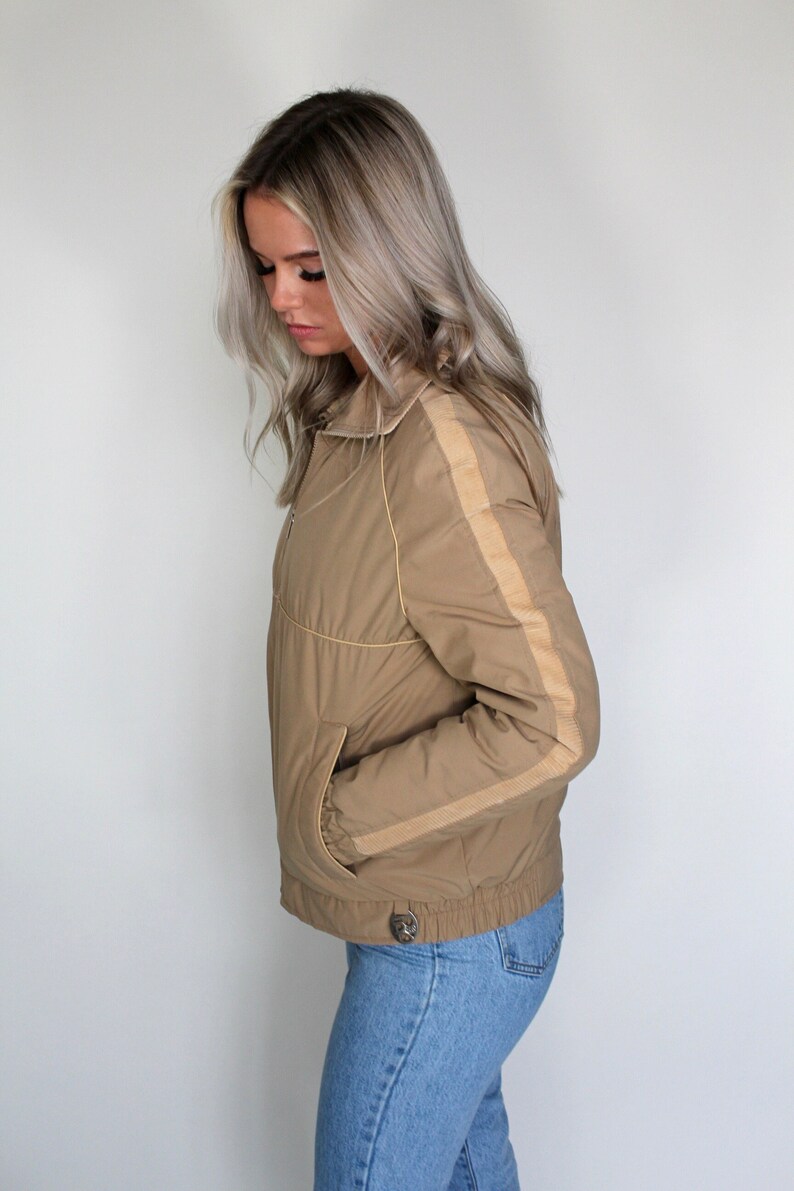 Crop Corduroy Tan Puffer Jacket // Spring Coat // Puff Coat // Beige Coat // Short Jacket // Retro Coat // Cool Jacket // Taille Small image 3