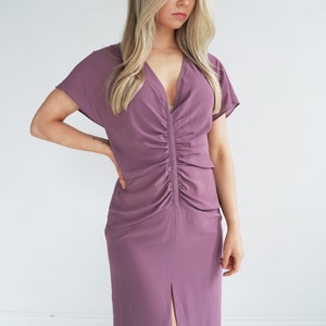 Mauve Vintage Ruched Slip Dress // Purple Negligee // Small image 7