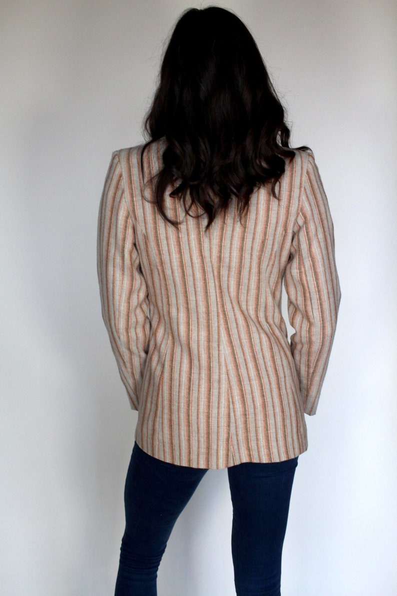 70s Striped Blazer // Vintage Blazer // Wide Lapel // Beige Blazer // Earth Tones // Hippie // Boho // Size Small // XS image 8