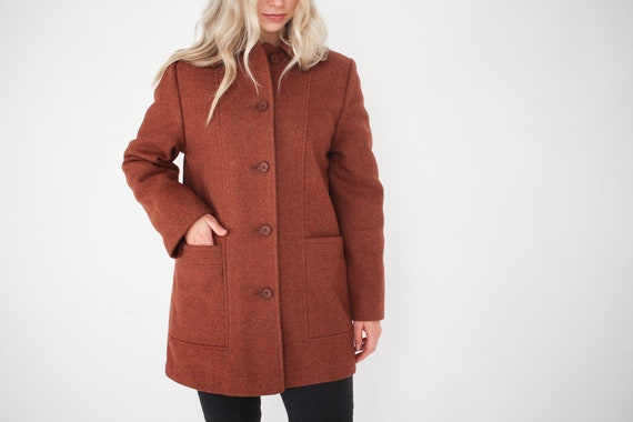 Copper Vintage Wool Single Breasted Pea Coat / Vin