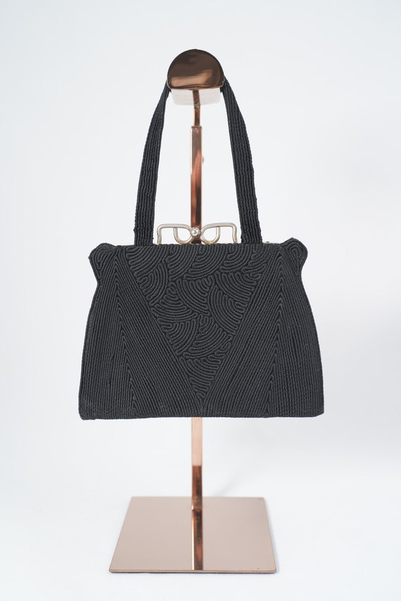 Small Corded Swirl Design Vintage Handbag - image 1