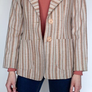 70s Striped Blazer // Vintage Blazer // Wide Lapel // Beige Blazer // Earth Tones // Hippie // Boho // Size Small // XS image 9