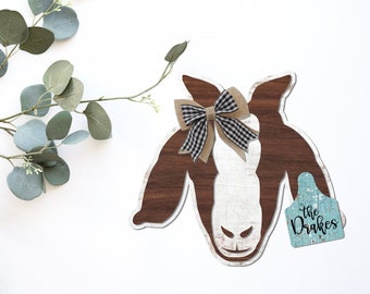 Goat Face Door Hanger SVG, Digital Download, Farmhouse Decor, Family Name Door Hanger, Laser Cut File, Glowforge, Silhouette, Cricut