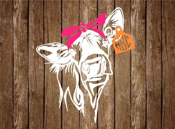 Bandanna Cow Monogram Ear Tag Decal Livestock Decal Rustic ...