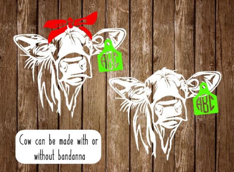 Download Bandanna Cow Monogram Ear Tag Decal Livestock Decal Rustic ...