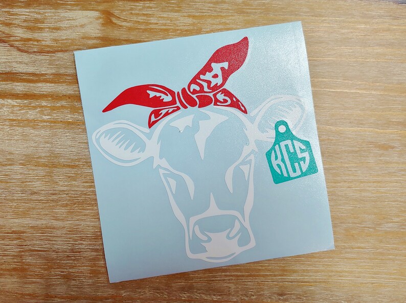 Download Cow Bandanna with Monogram Ear Tag Decal Livestock Decal ...