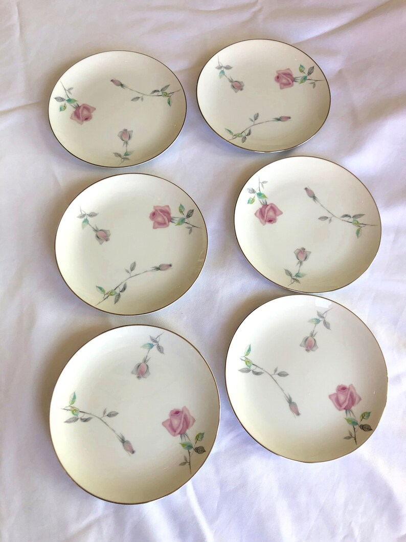 Vintage Fine China Salad Plates, by Sango, Etude Pattern, Set of 6 Etsy