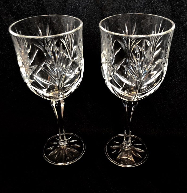 Set Of 2 Crystal Water Goblets Portico By Crystal Clear Etsy