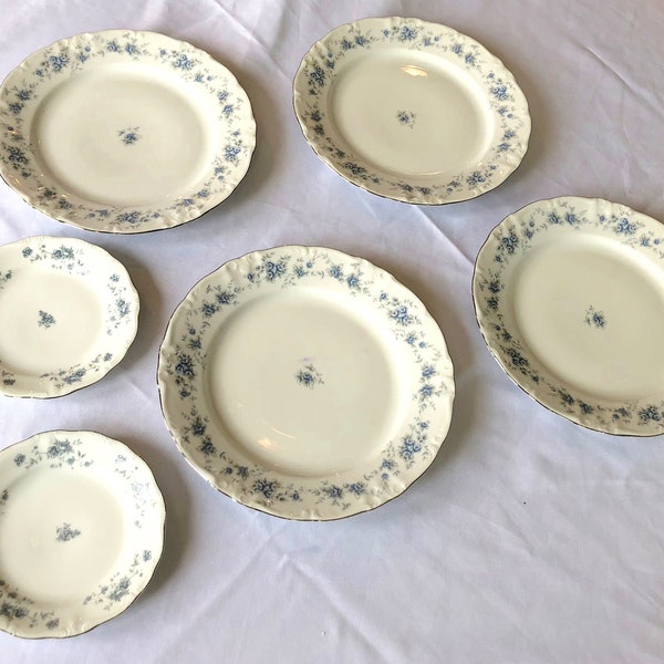 Blue Garland China Plates by Johann Haviland, Bavaria, 1953, EXCELLENT CONDITION!