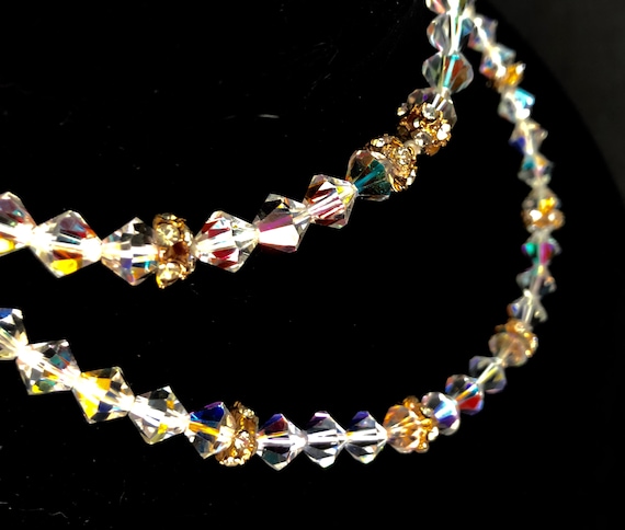 Vintage Double Strand Aurora Borealis Crystal and… - image 2