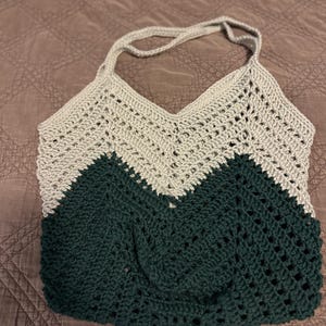 Green Cotton Boho Bag: Hand Knitted Purse or Market Tote