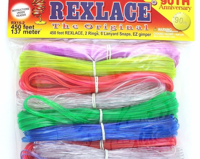 Pepperell Rexlace Plastic Craft Lace Lanyard Cord Clear Colors Kit 450 Feet