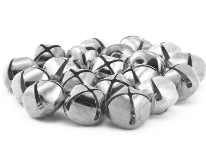 5/8 Inch 16mm Small Silver Craft Jingle Bells Charms Bulk Wholesale 100 Pieces