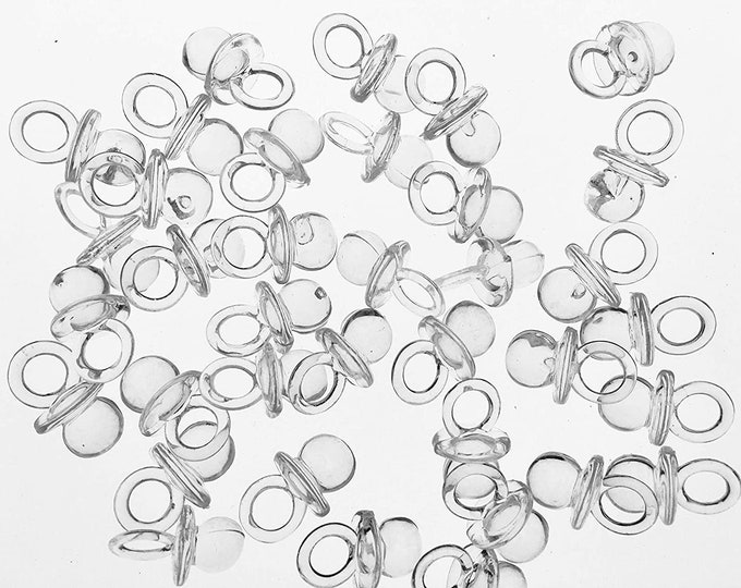 0.5 x 0.75 Inch Plastic Mini Clear Baby Pacifiers Bulk 144 Pieces
