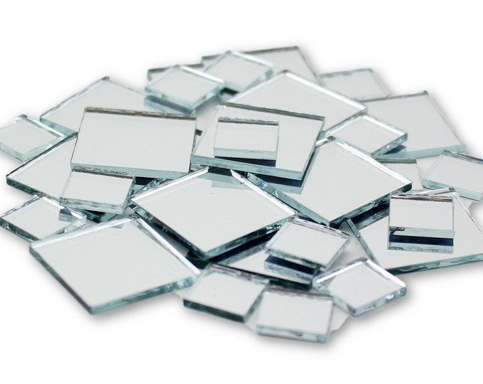Small Mini Square Craft Mirrors Bulk 0.5 & 1 Inch 100 Pieces Mirror Mosaic Tiles