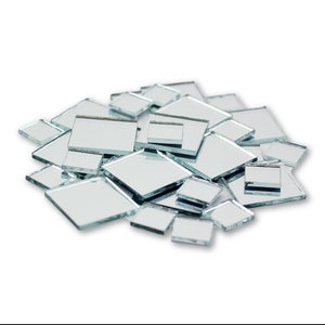 Small Mini Square Craft Mirrors 0.5 & 1 Inch 25 Pieces Mirror Mosaic Tiles