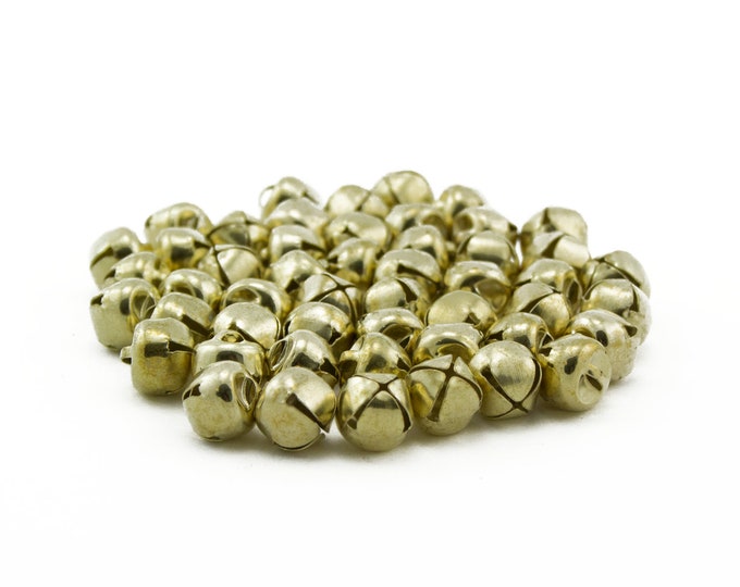 0.5 Inch 13mm Gold Small Mini Jingle Bells Charms 48 Pieces