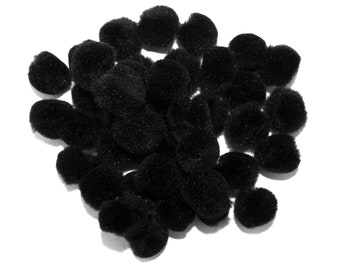 0.5 inch Black Tiny Craft Pom Poms 100 Pieces