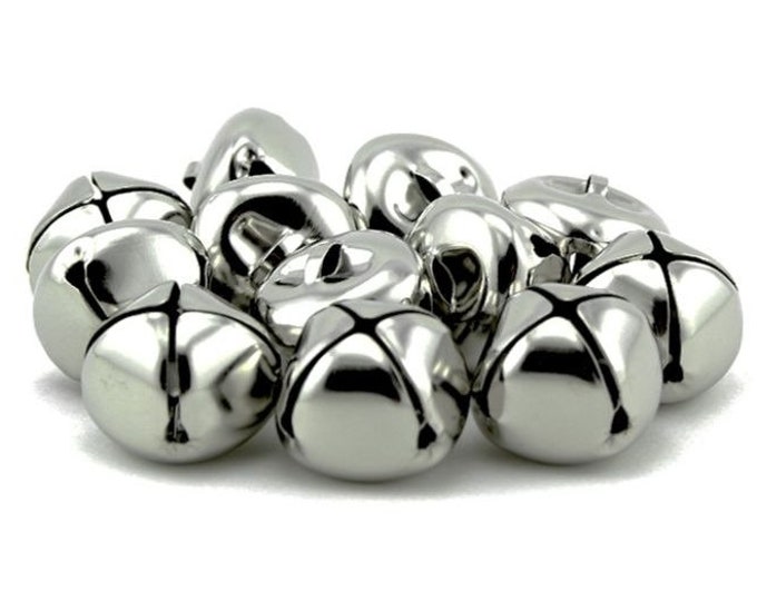 1.25 inch 30mm Large Silver Jingle Bells Bulk 100 Pieces