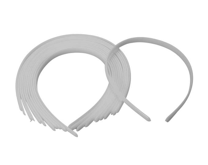 0.25 inch Wide White Plain Plastic Headbands Bulk 12 Pieces
