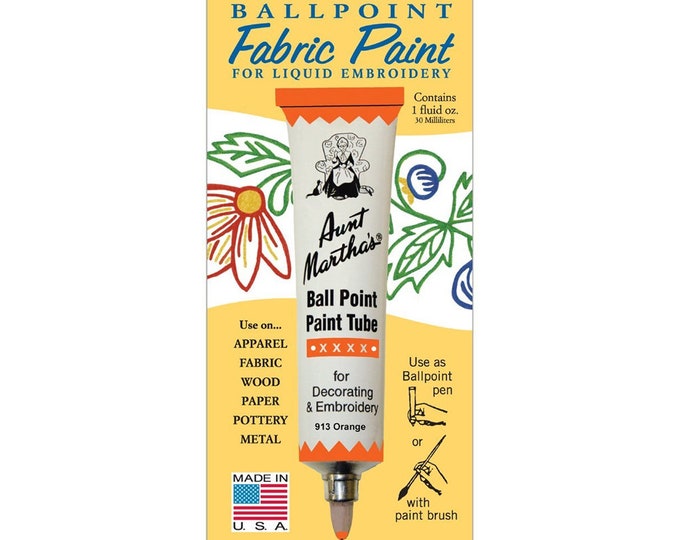 Orange Aunt Martha's Ballpoint Embroidery Fabric Paint Tube Pens 1 oz