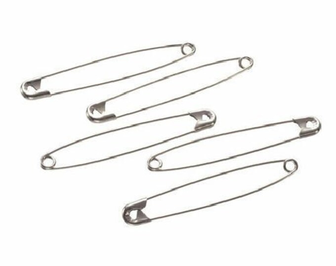 3 Inch Extra Large Big Silver Safety Pins Size 7 - 60 Pieces