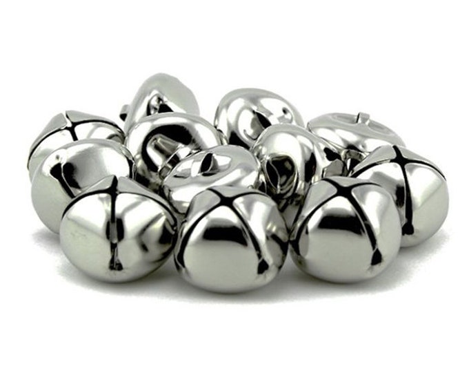 1 Inch Large Silver Craft Jingle Bells Bulk 36 Pieces