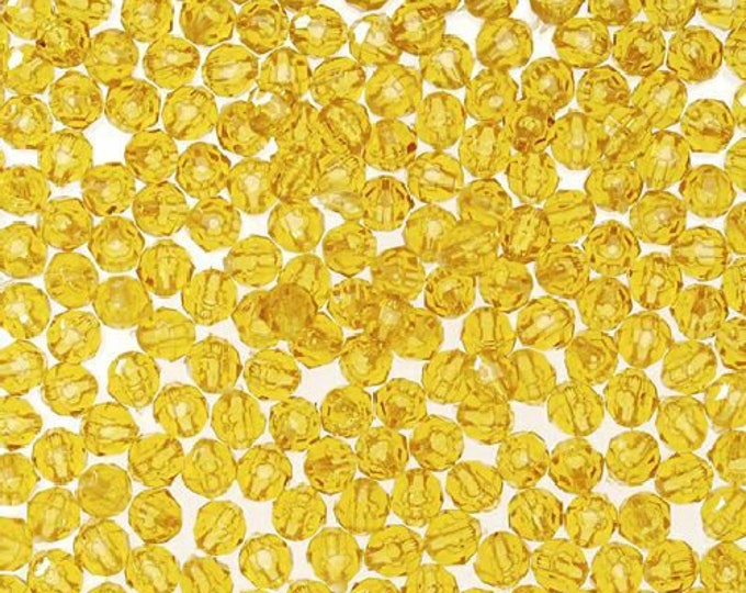 8mm Faceted Plastic Beads Transparent Sun Gold Bulk 1,000 Pieces