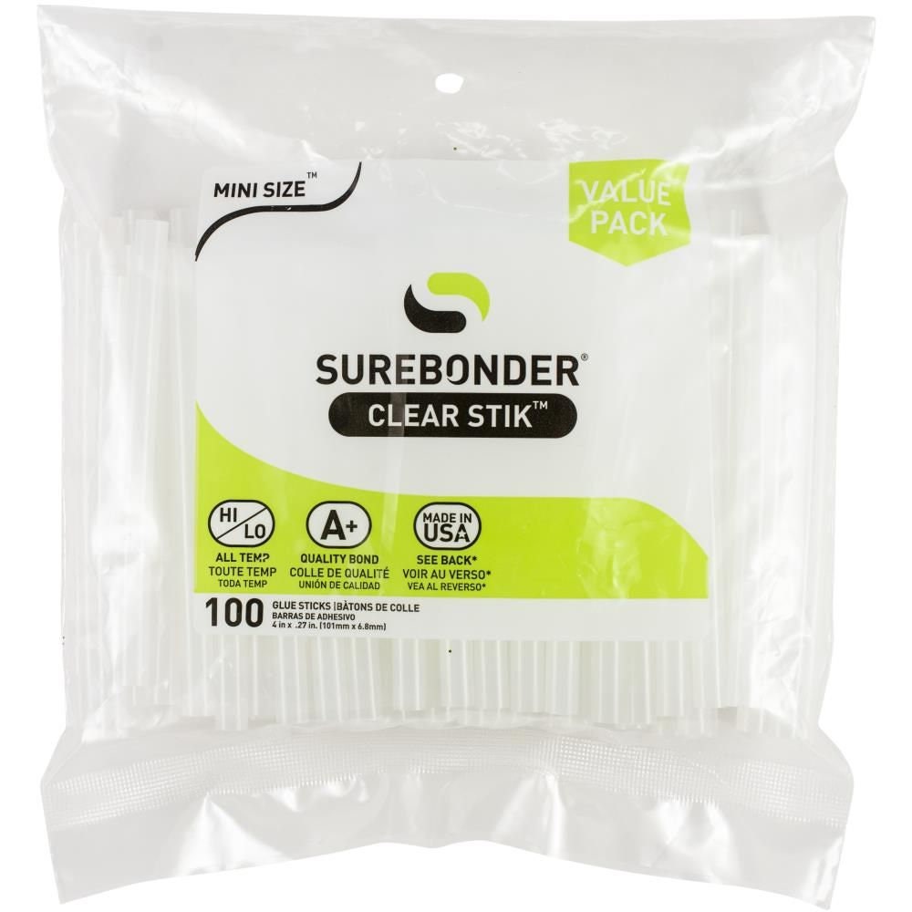 Surebonder Clear Stik Hot Glue Sticks for All Temperatures - Full Size 4  L, 7/16 D - 20 Pack - All Purpose, Made in USA (DT-20)