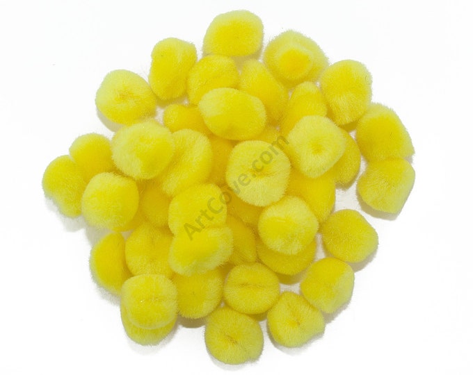 0.5 inch Yellow Tiny Craft Pom Poms 100 Pieces