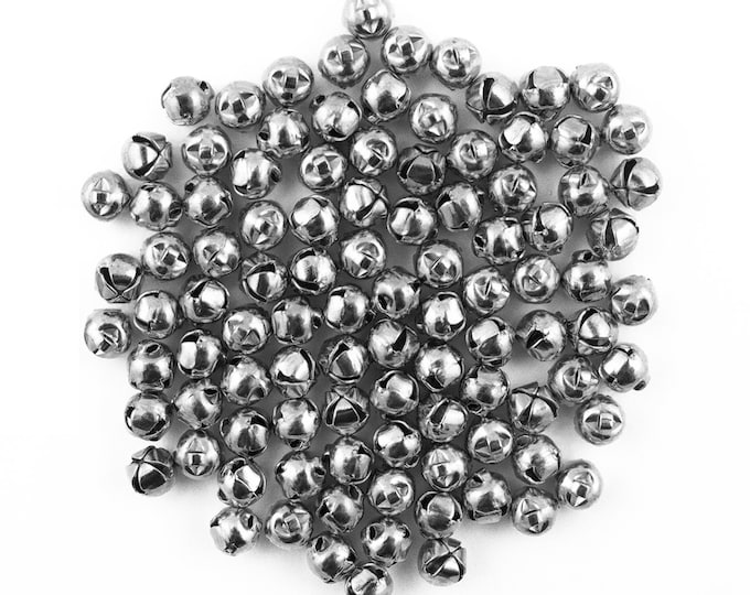 6mm Tiny Miniature Silver Craft Jingle Bells Bulk Charms 100 Pieces
