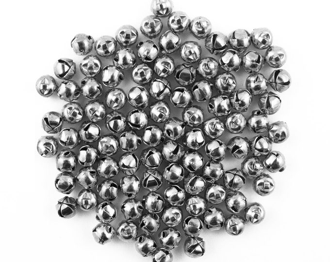 6mm Tiny Miniature Silver Craft Jingle Bells Bulk Charms 100 Pieces