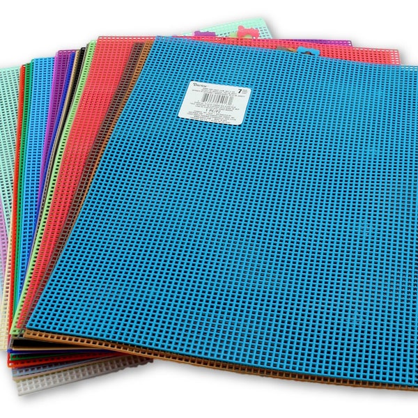 7 Mesh Count Plastic Canvas Sheet 10.5 x 13.5 Inch 30 Colors [1 Sheet]