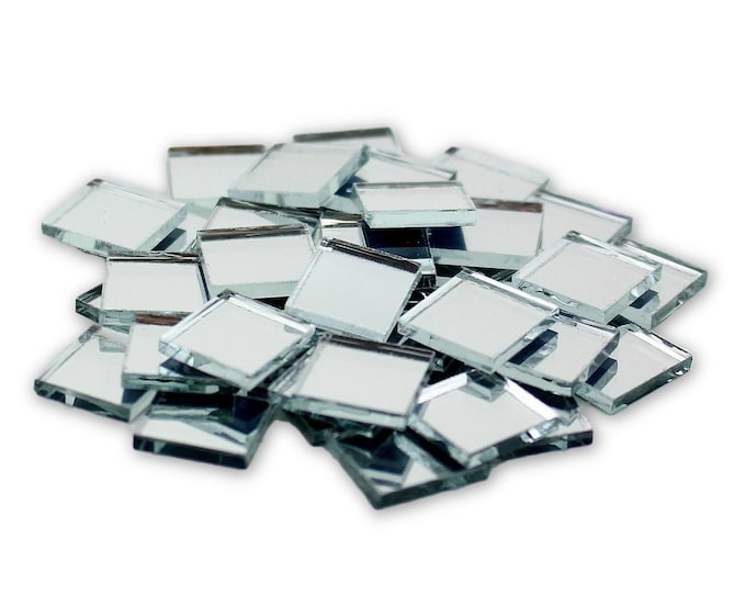0.5 inch Small Mini Square Craft Mirrors 25 Pieces Mirror Mosaic Tiles