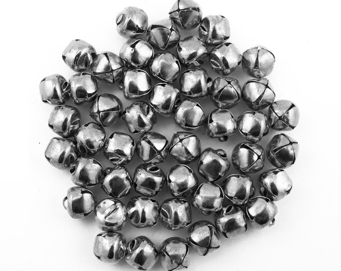 3/8 Inch 10mm Small Tiny Silver Craft Jingle Bells Charms Bulk 100 Pieces