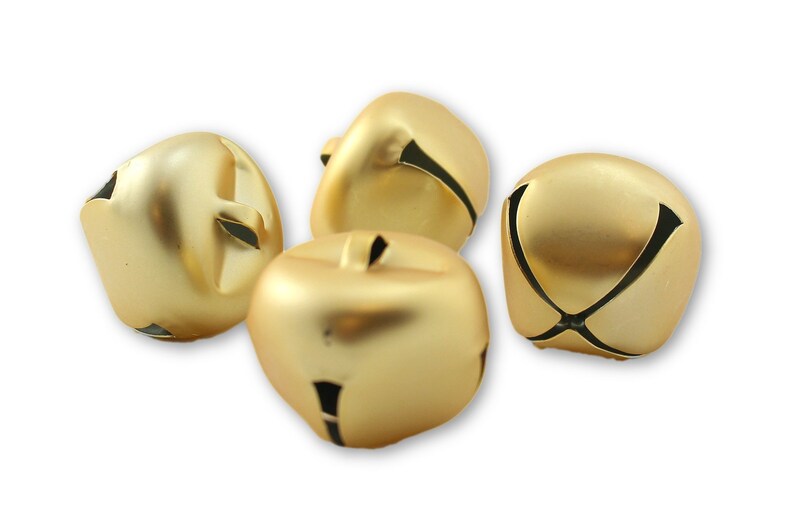 1.5 Inch 36mm Matte Gold Giant Large Jingle Bells 4 Pieces