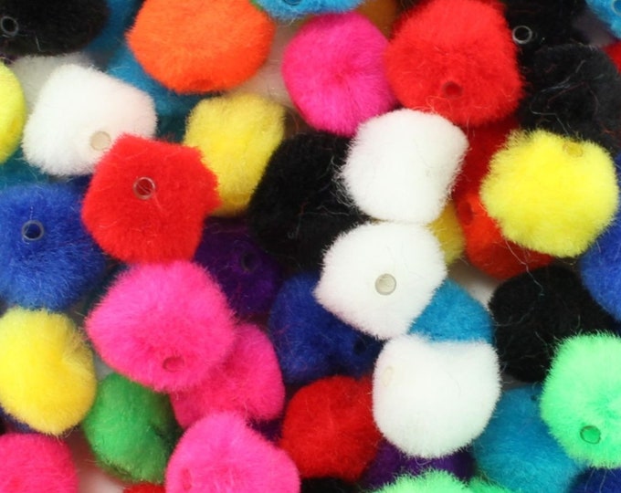 0.5 inch Multi Colored Pom Pom Beads 100 Pieces